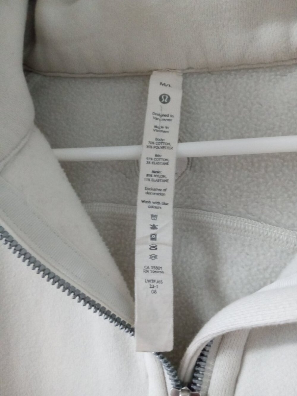Lululemon Scuba Oversized Funnel Neck Half Zip White Opal M/L - Picture 3 of 9